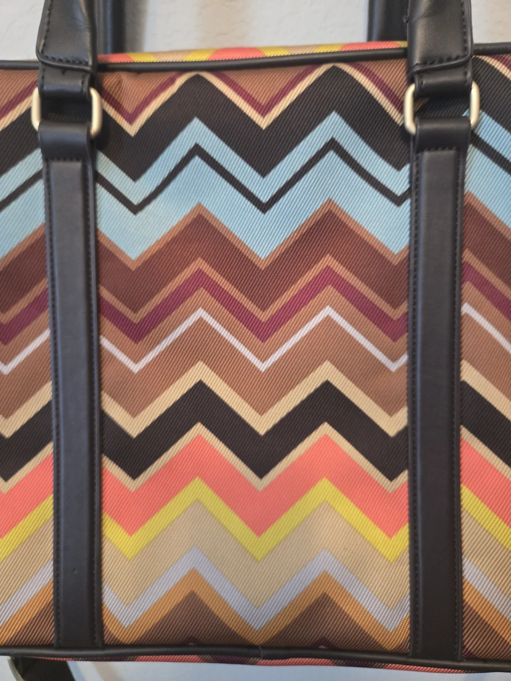 Missoni Chevron Laptop Bag in Brown, Blue, Tan and Yellow